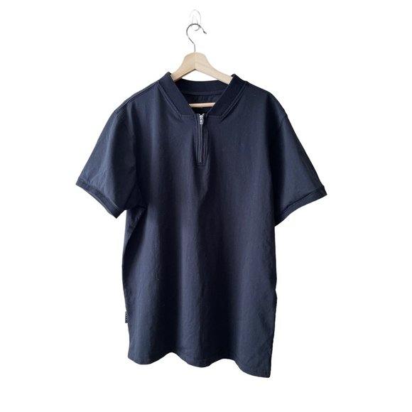 Saint Morta Men's Black Zip Neck Designer Short Sleeve Shirt - Picture 7 of 7